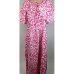 J.‎ Crew Collection Open-back Smocked-Waist Dress Pink Floral Size 2X